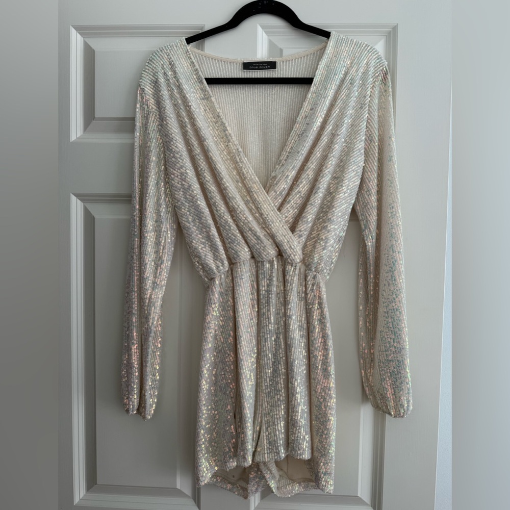 White sequin romper